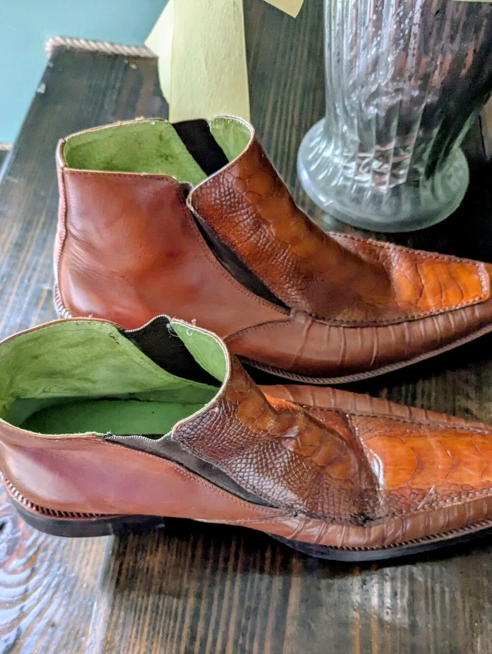 Barrow Men's Cognac Brown Leather Slip-On Boots